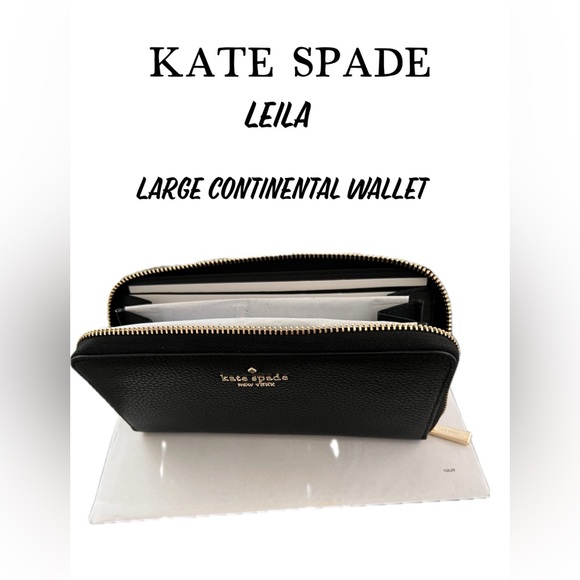 NWT Kate Spade NWT Leila Pebble Leather Large Continental Wallet Black - Picture 6 of 13